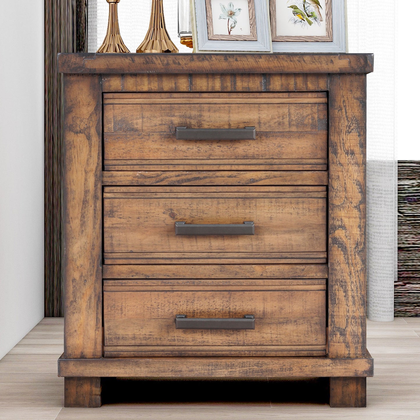 Rustic Reclaimed Solid Wood Framhouse 3 Pieces Storage Queen Bedroom Sets,new