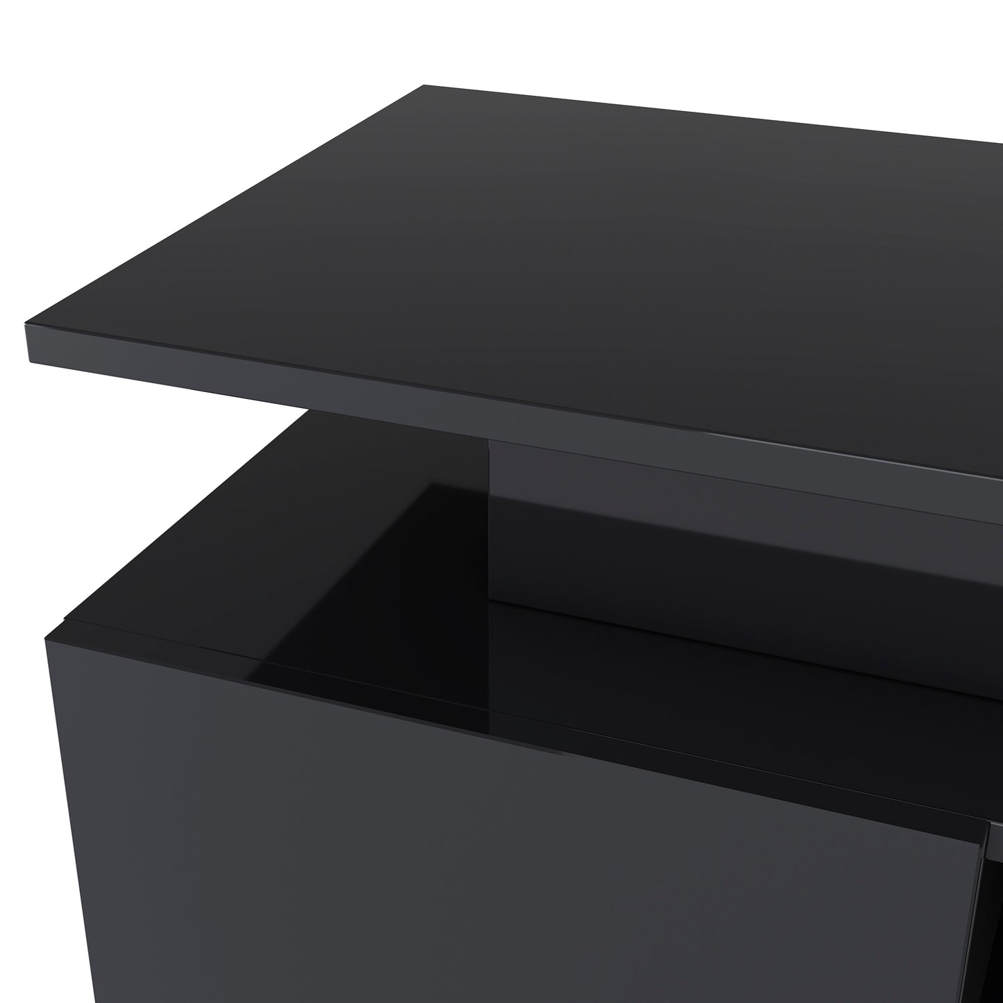 ON-TREND Modern, Stylish Functional TV stand with Color Changing LED Lights, Universal Entertainment Center, High Gloss TV Cabinet for 75+ inch TV, Black