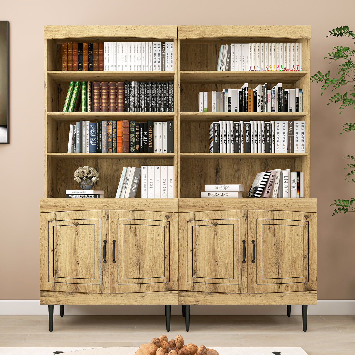 72" Kitchen Pantry Cabinet, Tall Storage Cabinet, Pantry Cupboard with Doors and Adjustable Shelves, Modern Utility Pantry Cabinet for Dining Room, Living Room (Walnut)
