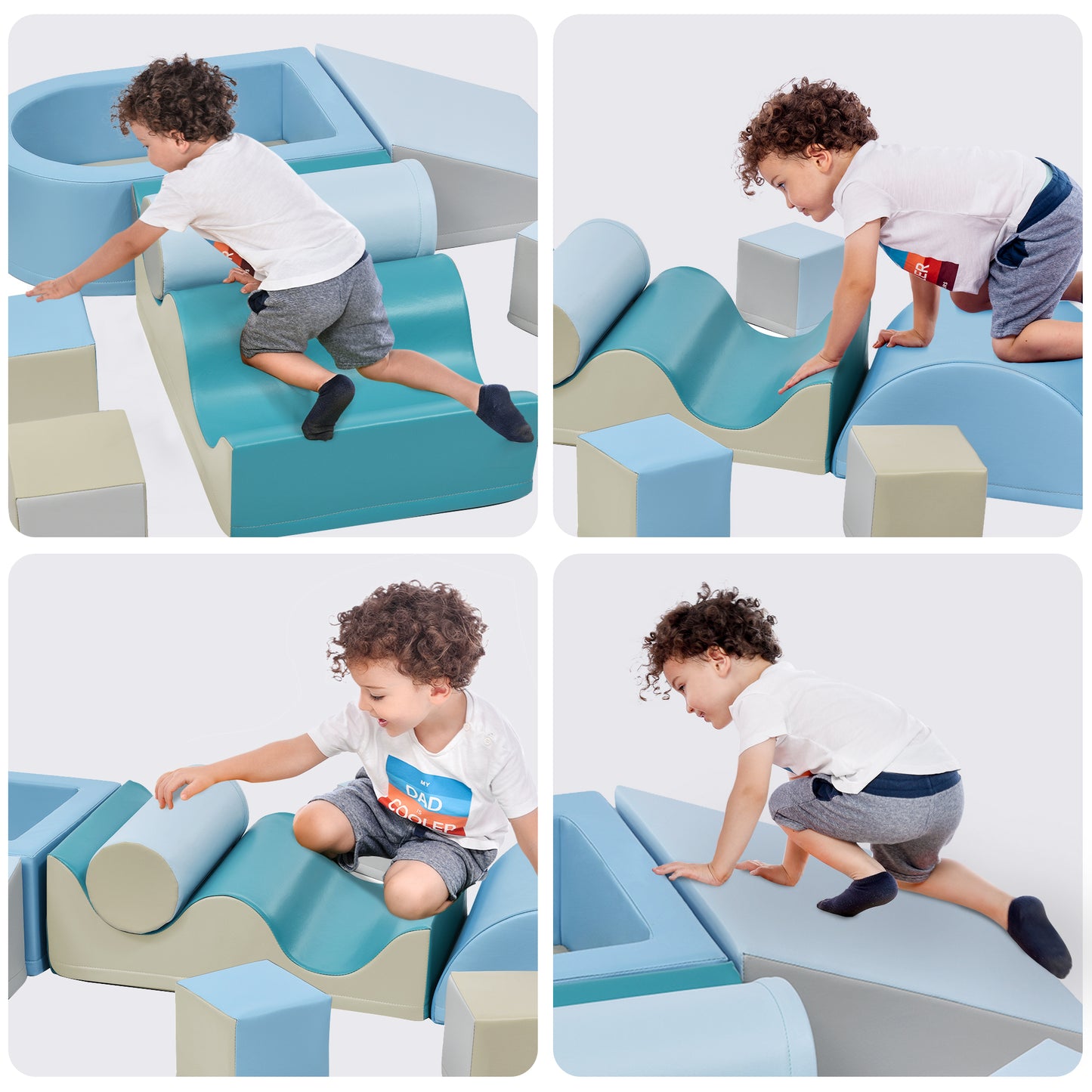 Soft Climb and Crawl Foam Playset 8 in 1 , Safe Soft Foam Nugget Block for Infants, Preschools, Toddlers, Kids Crawling and Climbing Indoor Active Play Structure