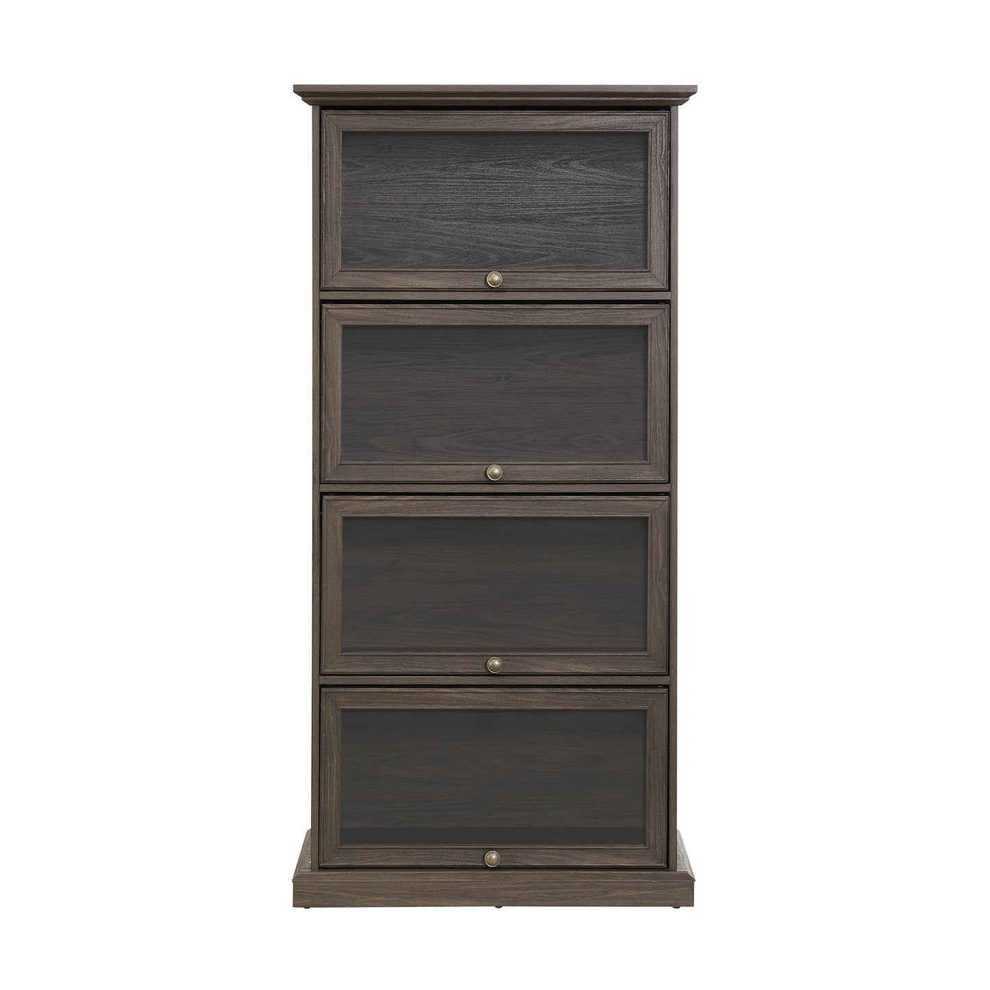 Glass display cabinet 4 Tier Glass Display Cabinet Storage Curio Cabinet with Flip up Glass Doors, Collectors Showcase Toy Figure Organizers Rack, Bookcase for Living Room BRO