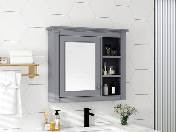 30'' x 28'' Medicine Cabinet, Wall Mounted Bathroom Storage Cabinet, Modern Bathroom Wall Cabinet with Mirror,Medicine Cabinet,  Mirror Cabinet with 3 Open Shelves (Not Include Bathroom Vanity )