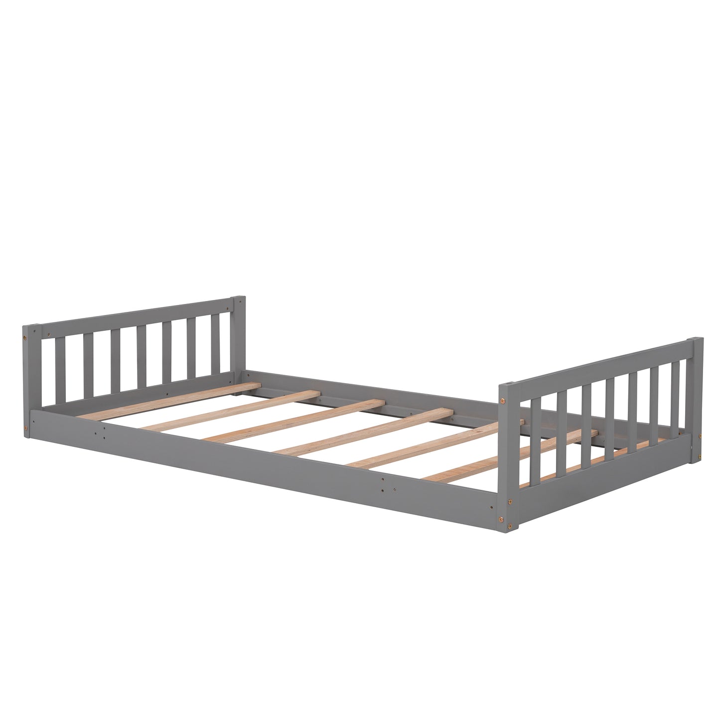 Twin-Over-Twin-Over-Twin Triple Bed with Built-in Ladder and Slide, Triple Bunk Bed with Guardrails, Gray(OLD SKU: LP000051AAE)