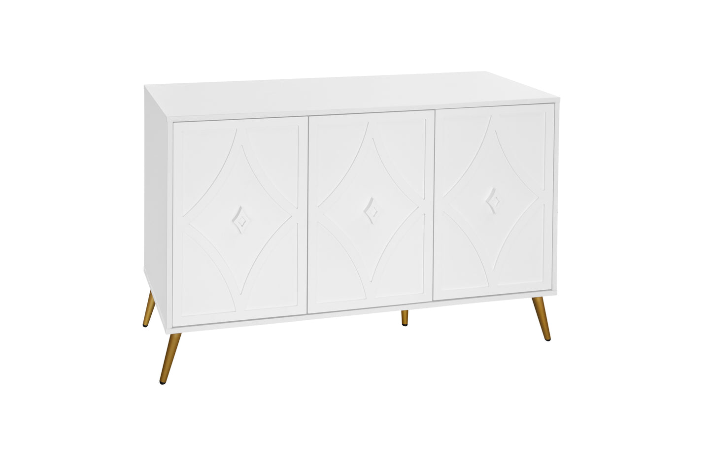 3 Door Storage Cabinet Accent Cabinet with Storage,Sideboard with Adjustable Shelf, Kitchen Cabinet, Diamond-shaped decoration Door for Living Room, Kitchen, Dining Room ,Enchence