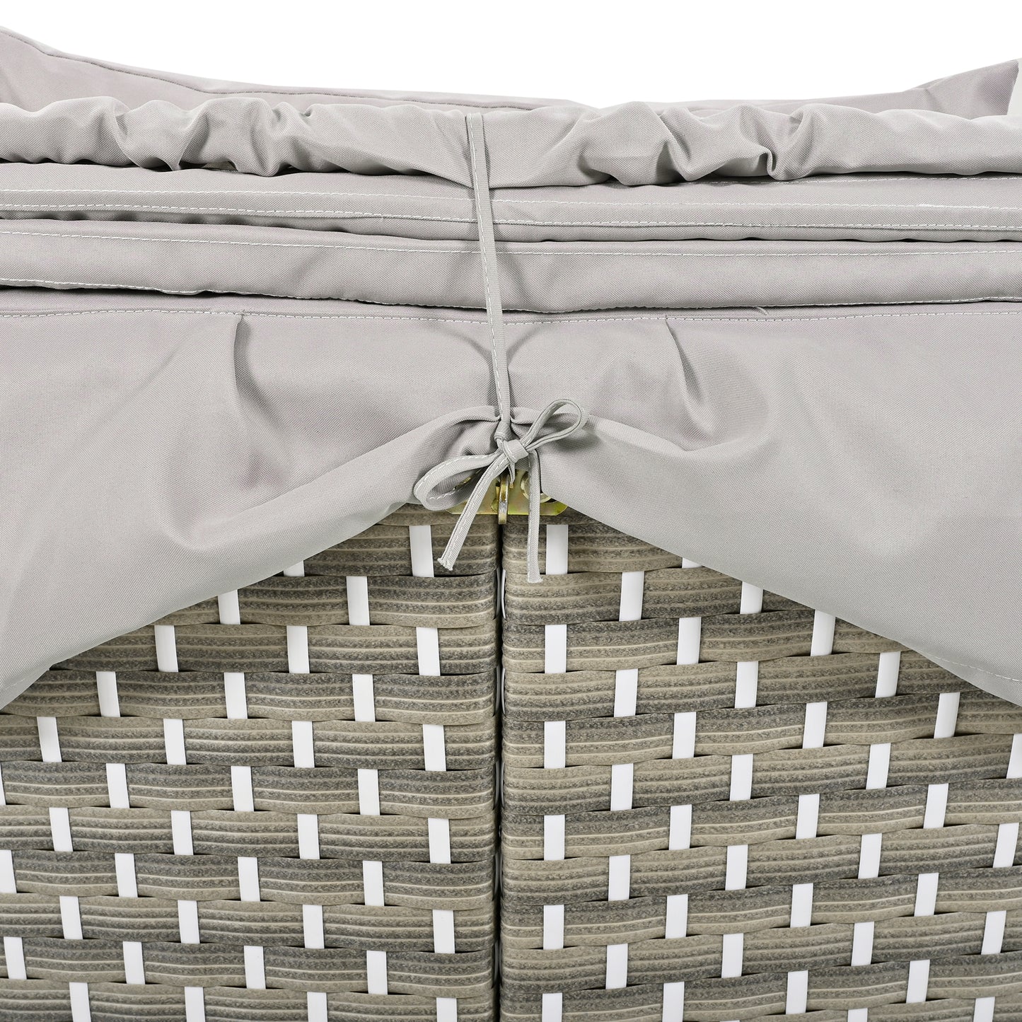 TOPMAX Patio Furniture Round Outdoor Sectional Sofa Set Rattan Daybed Two-Tone Weave Sunbed with Retractable Canopy, Separate Seating and Removable Cushion, Gray