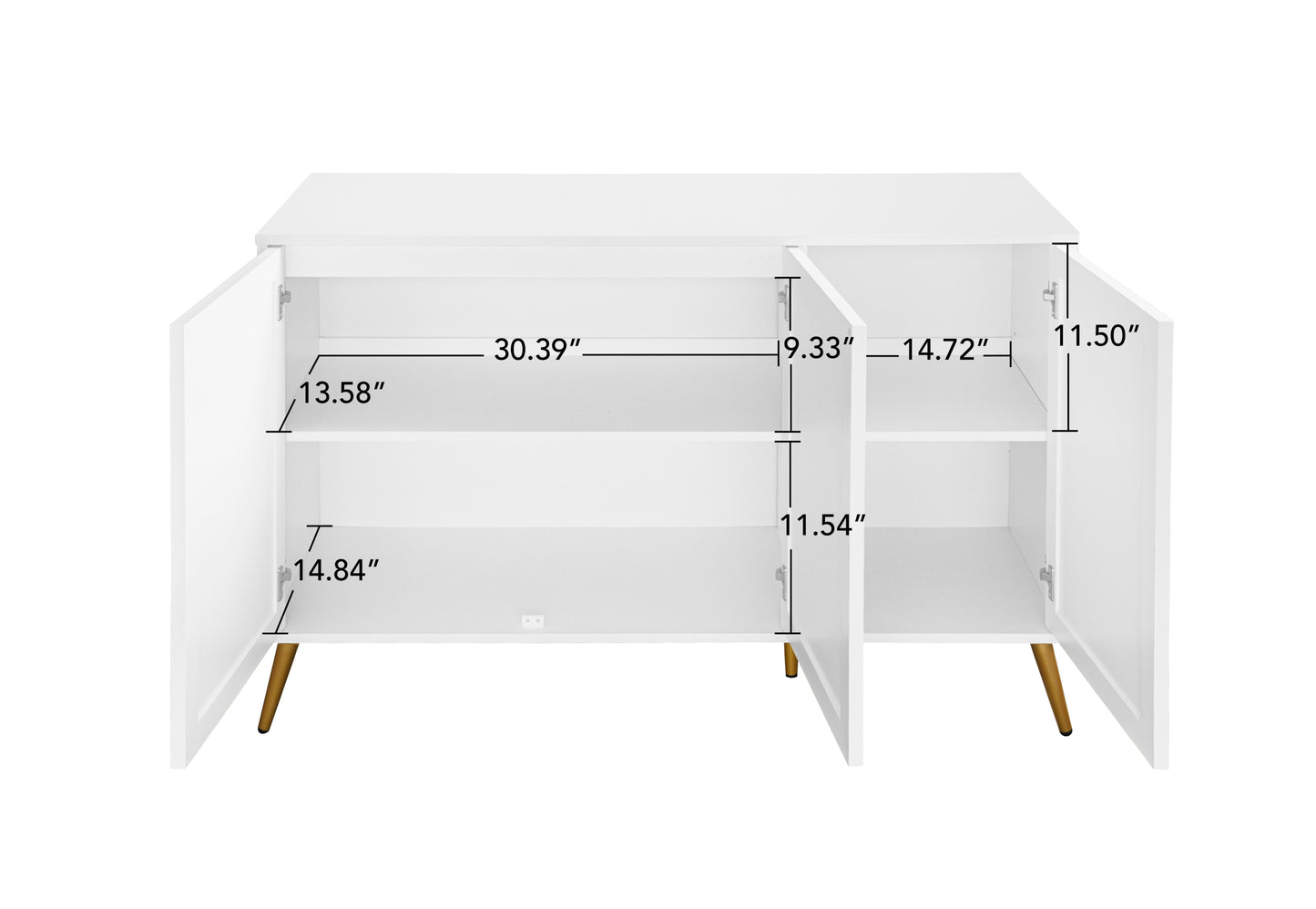 3 Door Storage Cabinet Accent Cabinet with Storage,Sideboard with Adjustable Shelf, Kitchen Cabinet, Diamond-shaped decoration Door for Living Room, Kitchen, Dining Room ,Enchence