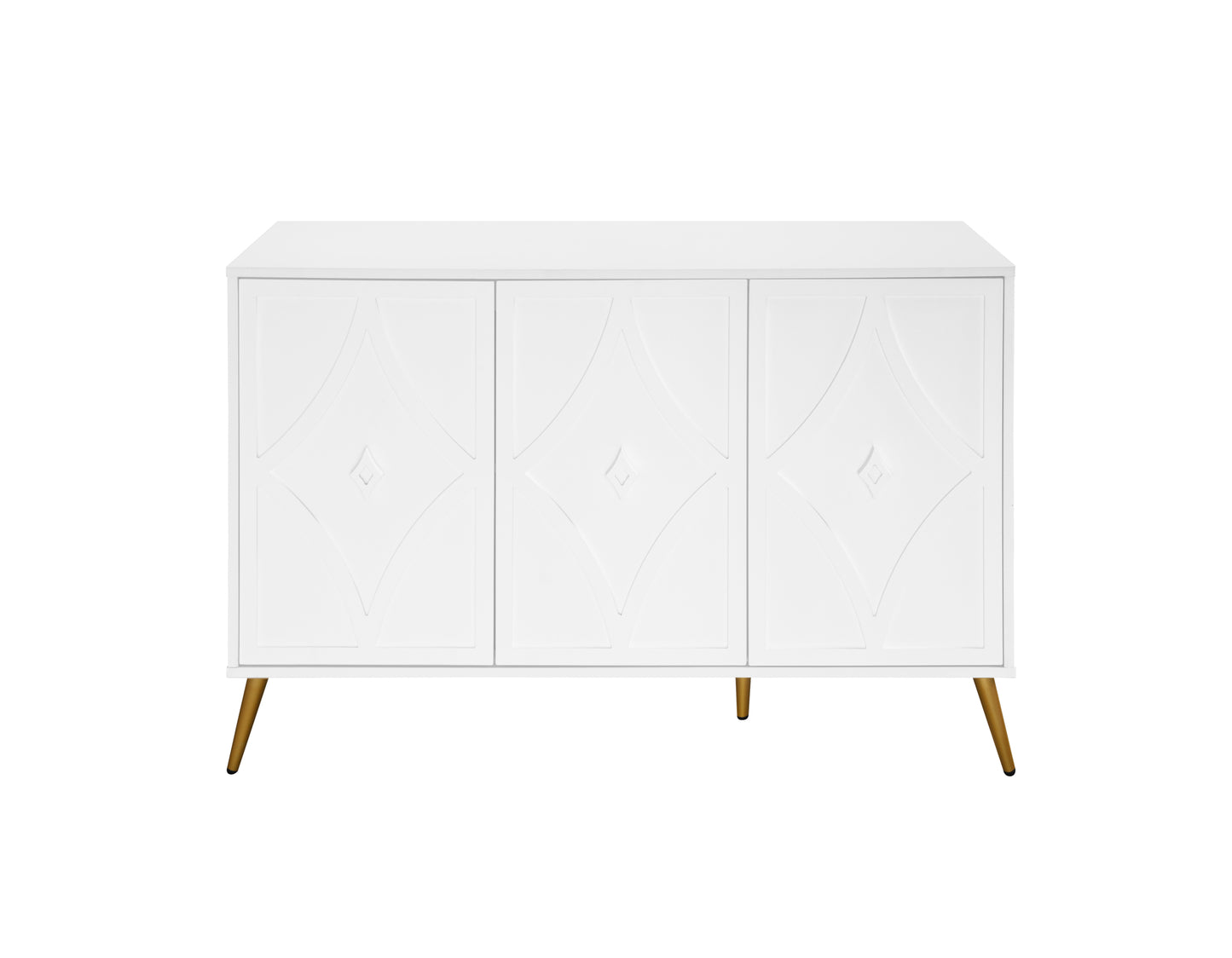 3 Door Storage Cabinet Accent Cabinet with Storage,Sideboard with Adjustable Shelf, Kitchen Cabinet, Diamond-shaped decoration Door for Living Room, Kitchen, Dining Room ,Enchence