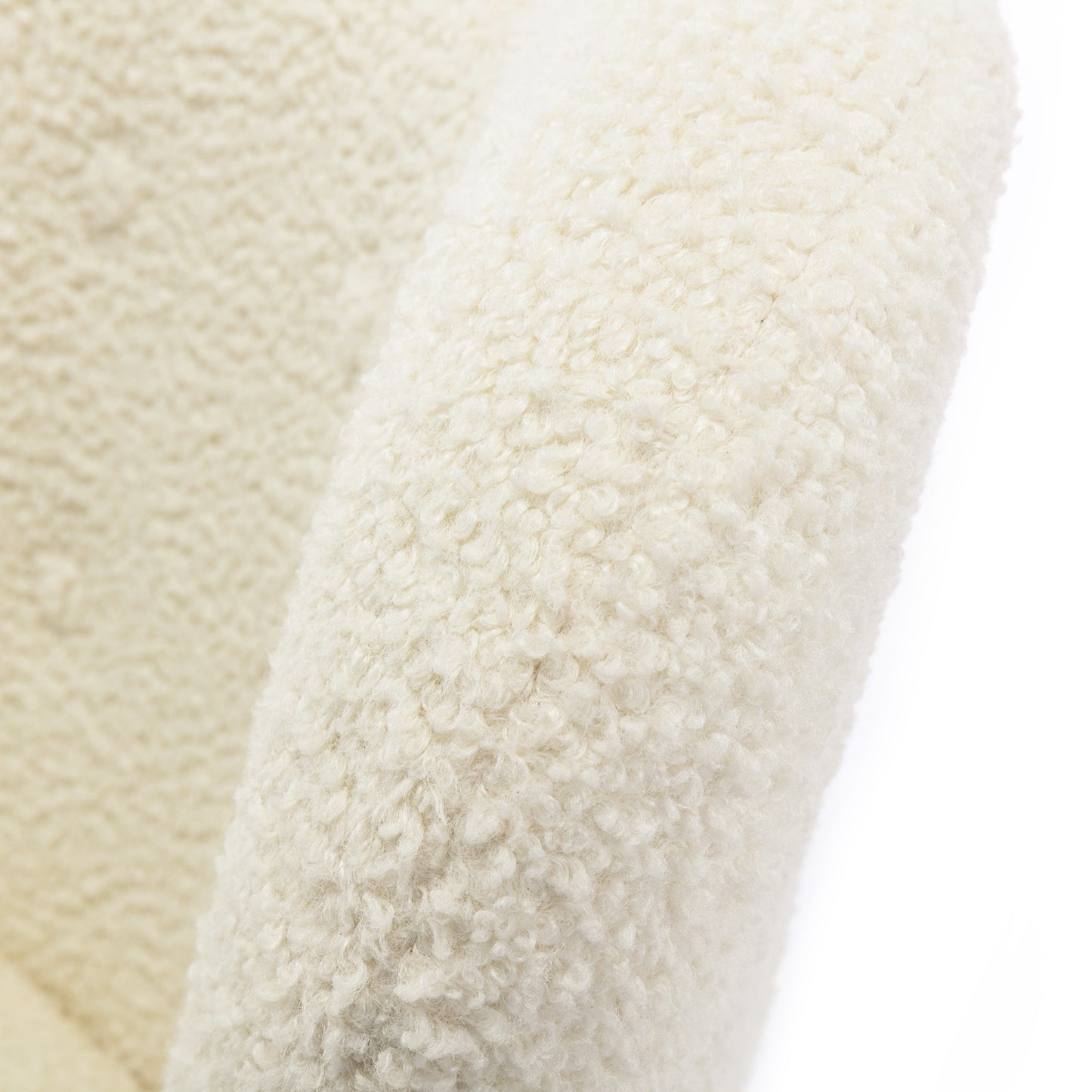 Modern Accent Chair Lambskin Sherpa Wingback Tufted Side Chair with Solid Wood Legs for Living Room Bedroom，Cream