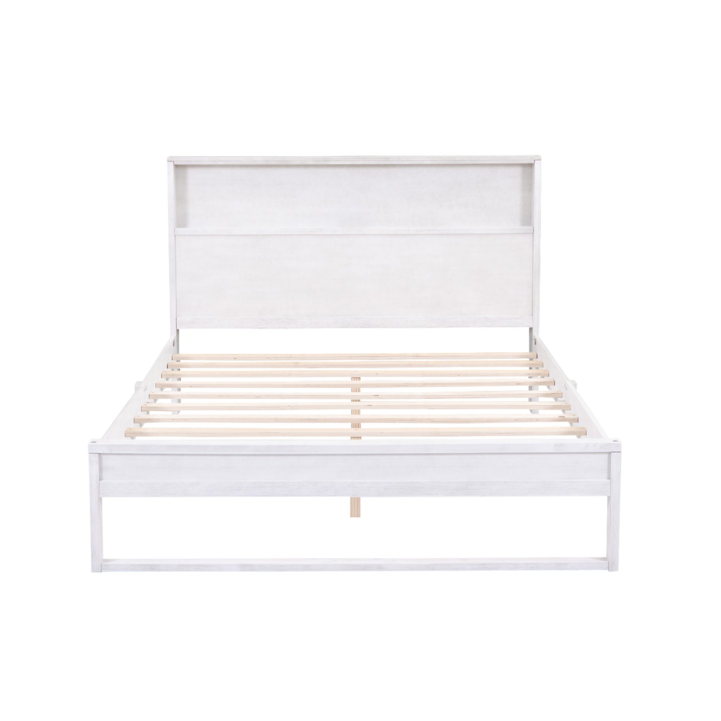 3-Pieces Bedroom Sets Queen Size Platform Bed with Nightstand and Dresser,Antique White