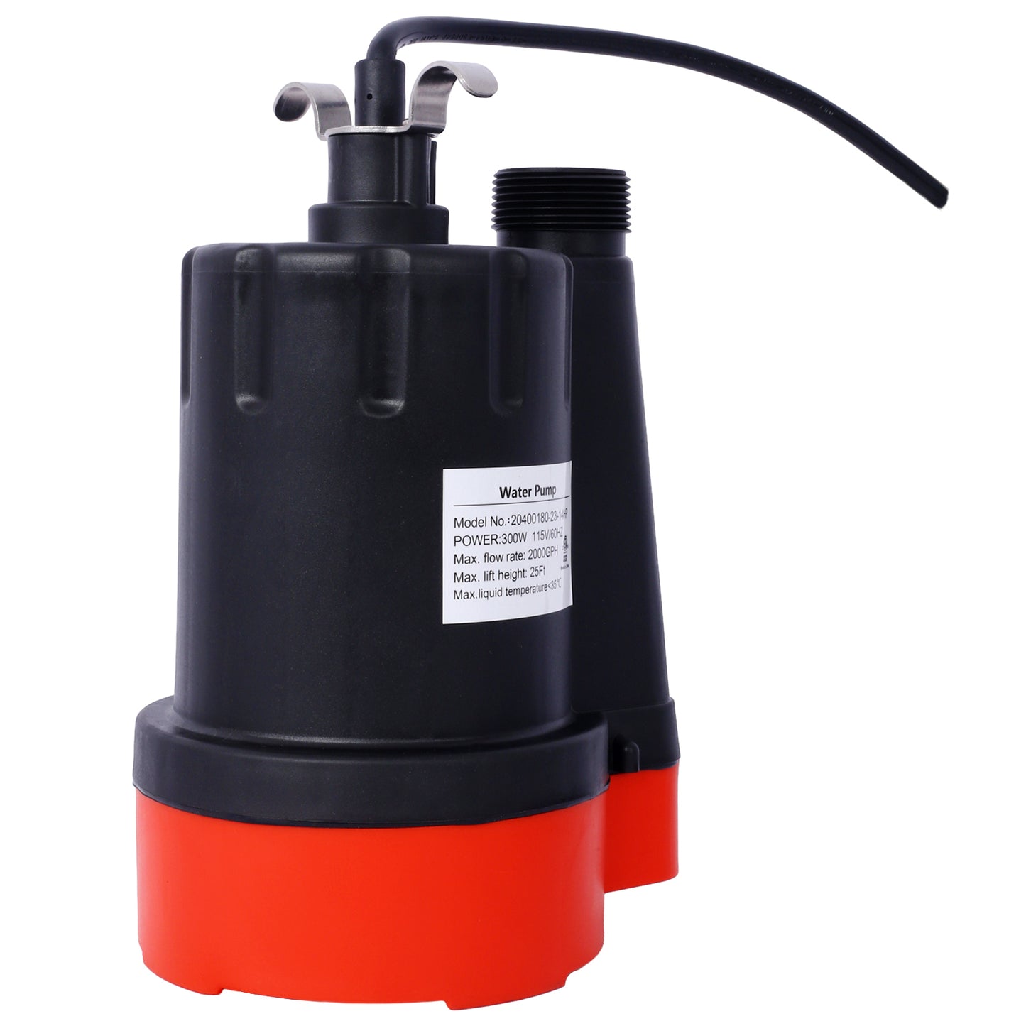 Submersible Water Pump, 1/4HP 2000GPH Thermoplastic Utility Pump Portable Electric Water Pump Sump Pump, With 10 Feet Power Cord.