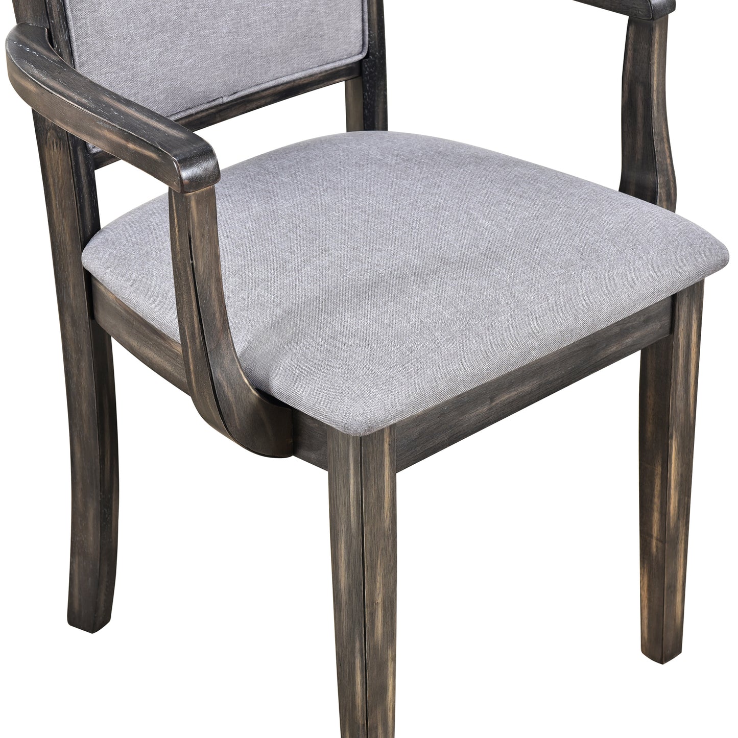TOPMAX 7-Piece Updated 76.9inch Extendable Trestle Dining Table Set with Removable Leaf, Kitchen Table Set with Upholstered Side Chair and Arm Chair, Set of 6, Grey