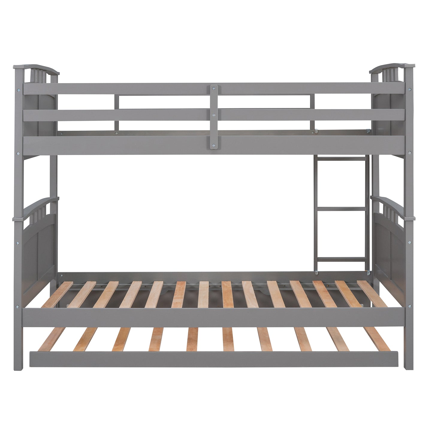Twin-Over-Twin Bunk Bed with Twin size Trundle , Separable Bunk Bed for Bedroom - Grey