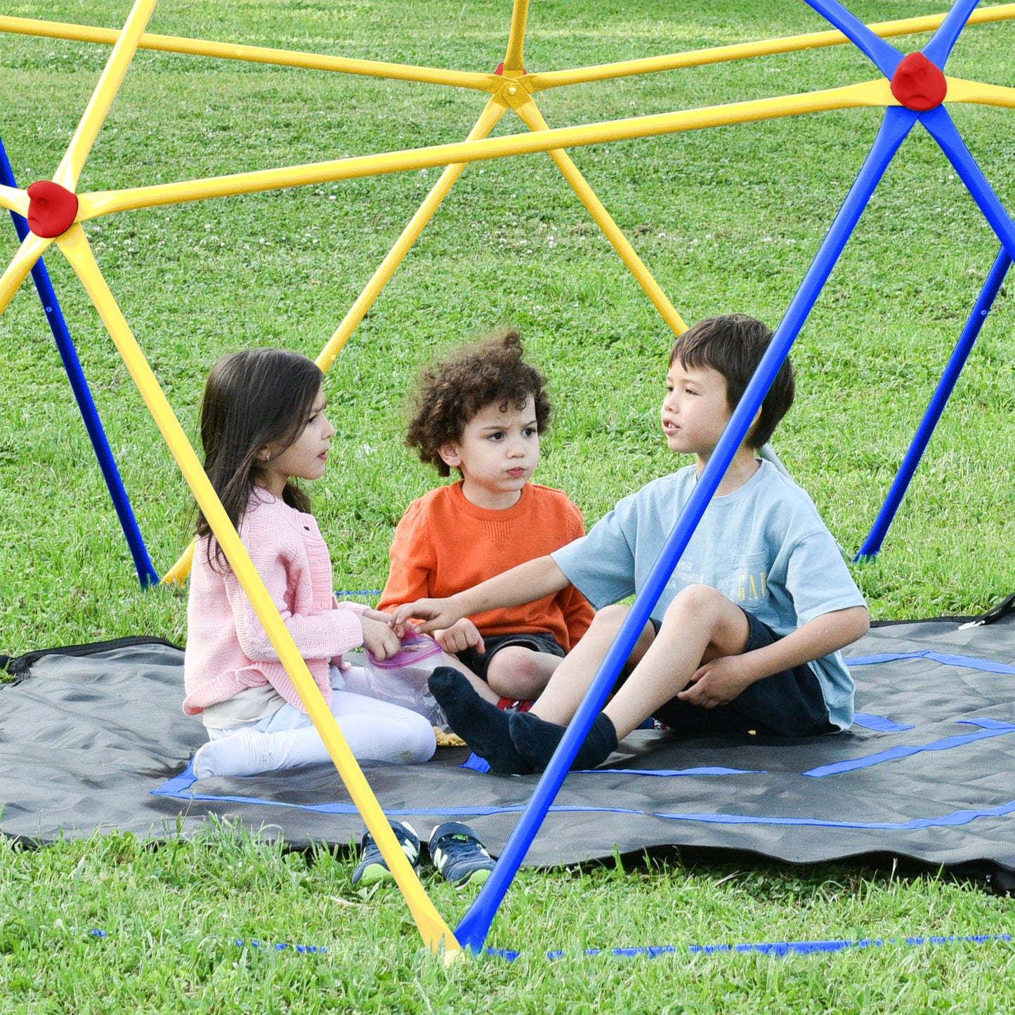 10ft Geometric Dome Climber Play Center, Kids Climbing Dome Tower with Hammock, Rust & UV Resistant Steel Supporting 1000 LBS