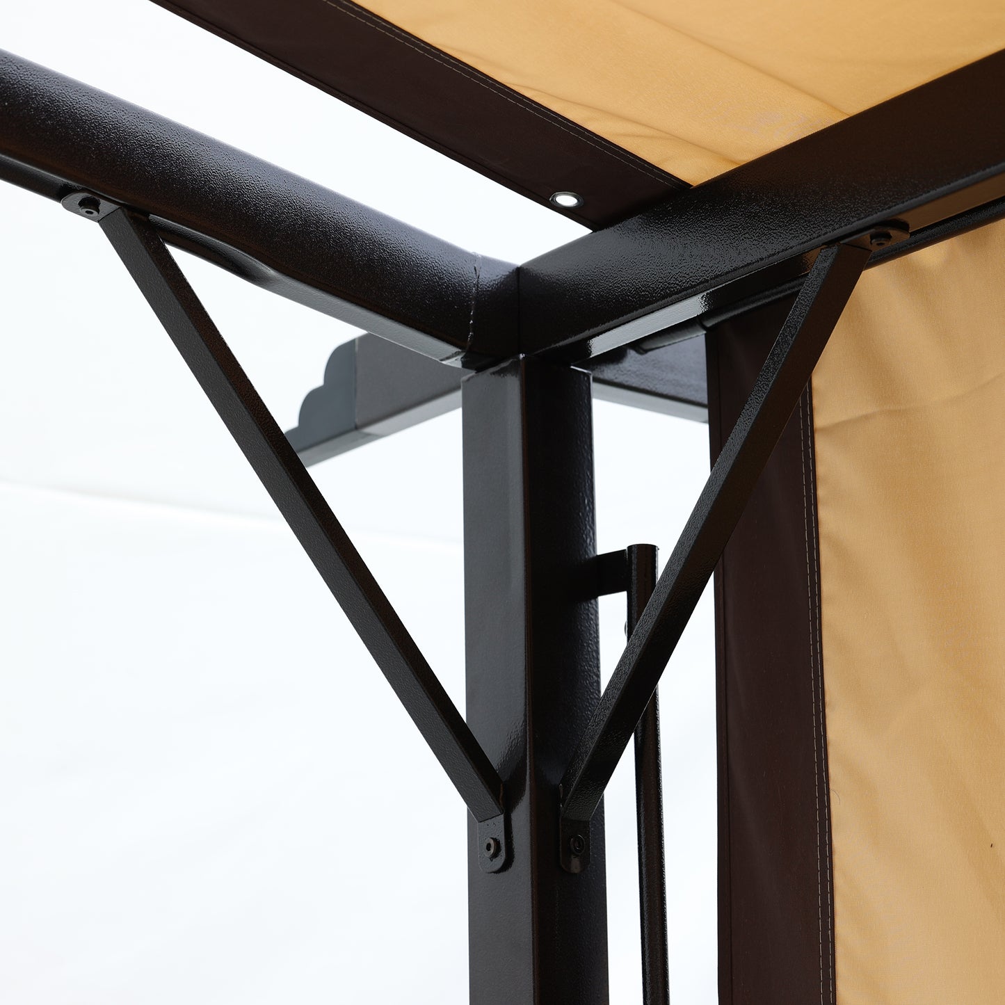 12 x 9 Ft Outdoor Pergola Patio Gazebo,Retractable Shade Canopy,Steel  Frame Grape Gazebo,Sunshelter Pergola for Gardens,Terraces,Backyard-Beige Same as W419S00017