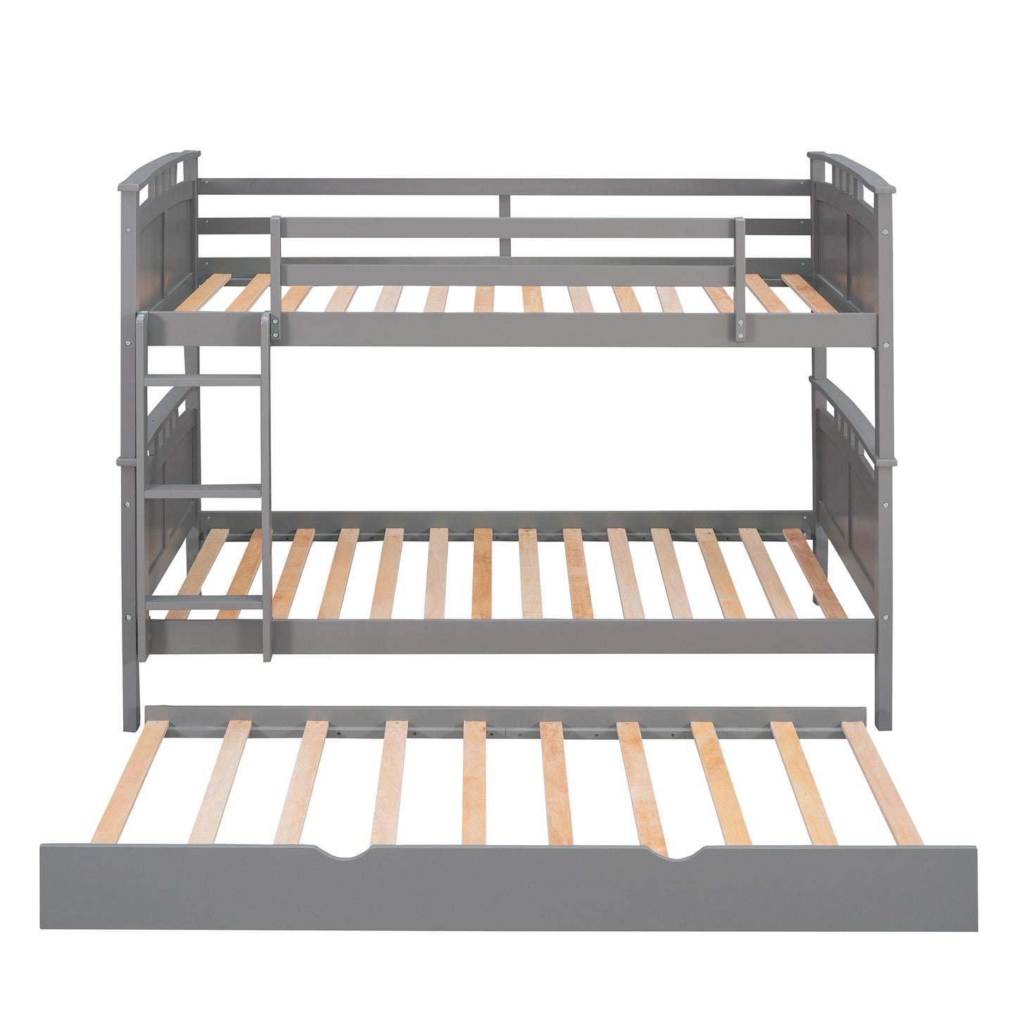 Twin-Over-Twin Bunk Bed with Twin size Trundle , Separable Bunk Bed for Bedroom - Grey