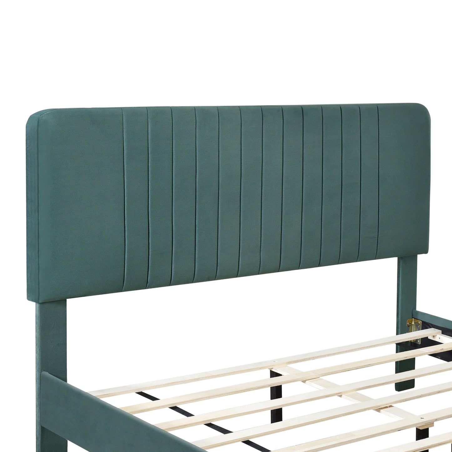 Full Size Upholstered Platform Bed,No Box Spring Needed, Velvet Fabric,Green
