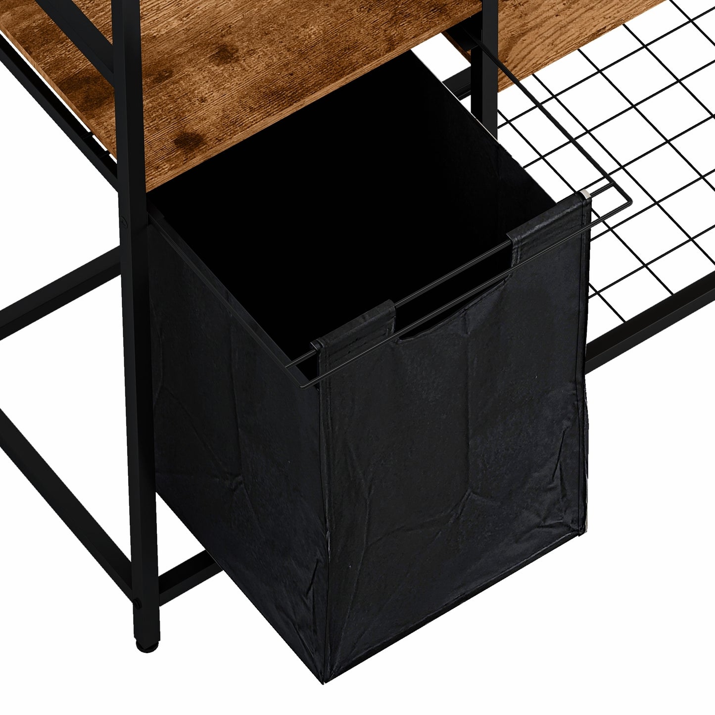 Portable Wardrobe Clothes Rack, Freestanding Clothing Rack with Bottom Mesh Storage Rack, Multi-functional Bedroom Clothing Rack with Premium Oxford Cloth Storage Bag,Black+Brown