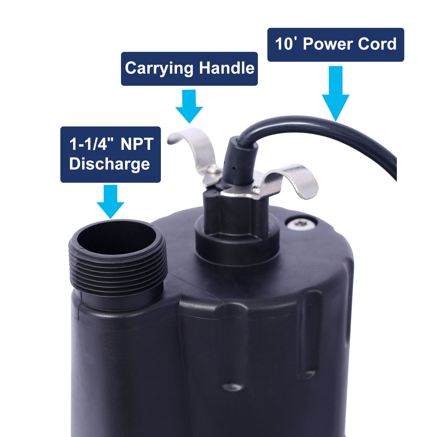 Submersible Water Pump, 1/3HP 2500GPH Thermoplastic Utility Pump Portable Electric Water Pump Sump Pump, With 10 Feet Power Cord.