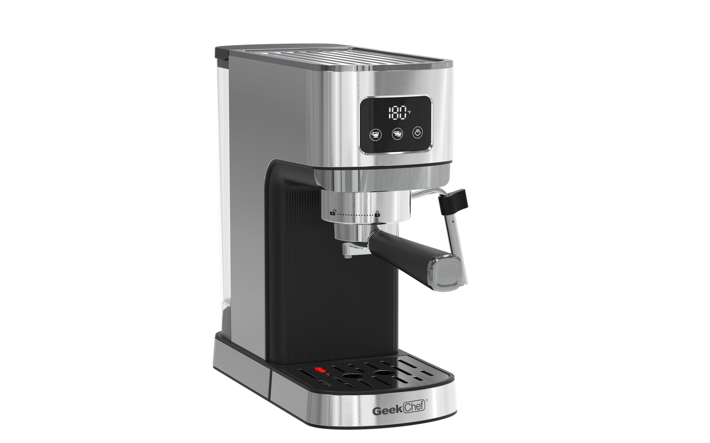 Geek Chef Espresso Machine, Cappuccino & Latte Machine with ESE POD Filter & Milk Frother Steam Wand, Accurate Temperature & Time Control, Compact Coffee Machine for Home,Stainless Steel