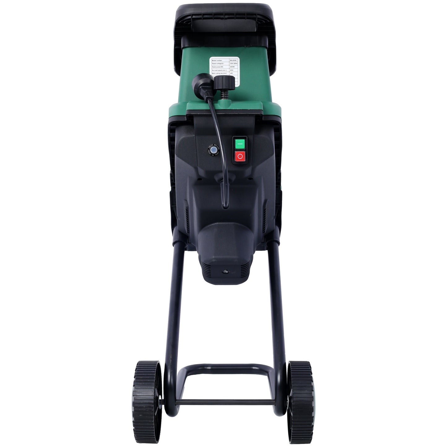 15Amp  Electric Wood Chipper/Shredder with Wheels Electric Garden Shredder Portable Chipping Width Collection Bag, Double Sided Blade System, Auto Shut-Off Green