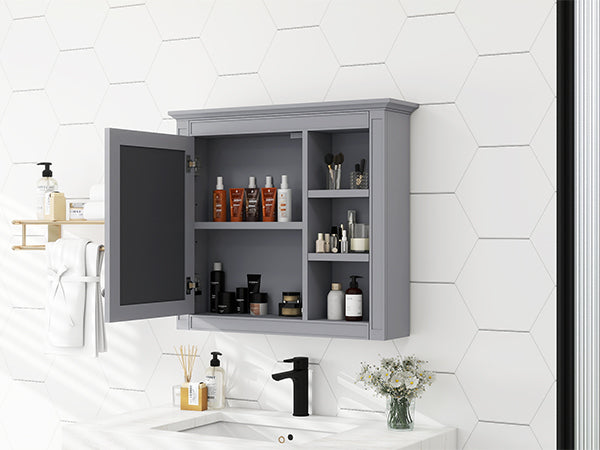 30'' x 28'' Medicine Cabinet, Wall Mounted Bathroom Storage Cabinet, Modern Bathroom Wall Cabinet with Mirror,Medicine Cabinet,  Mirror Cabinet with 3 Open Shelves (Not Include Bathroom Vanity )