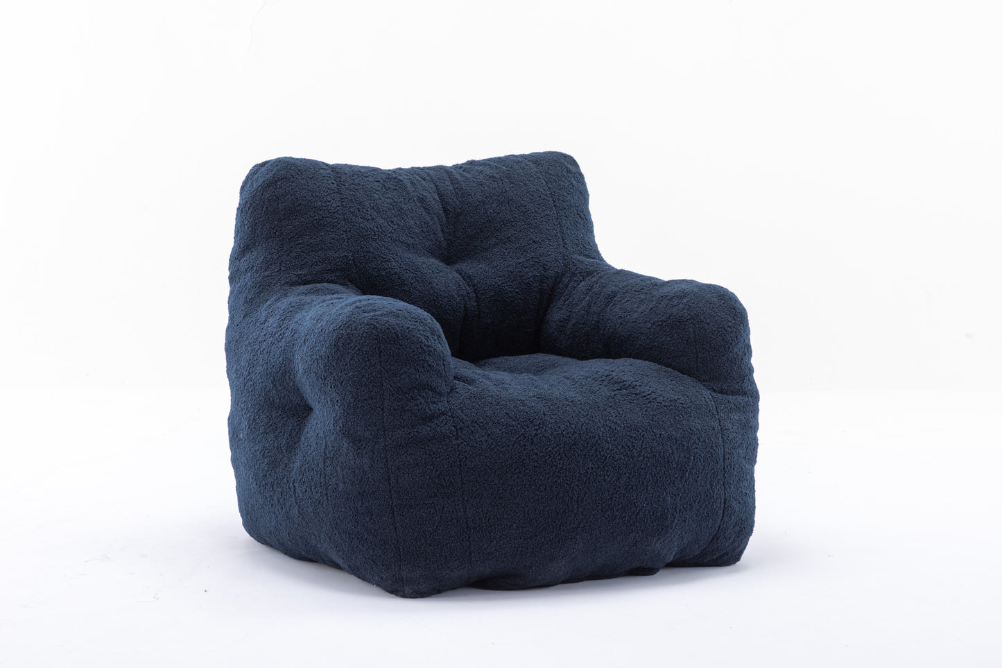 010-Soft Teddy Fabric Tufted Foam Bean Bag Chair With Teddy Fabric Dark Blue