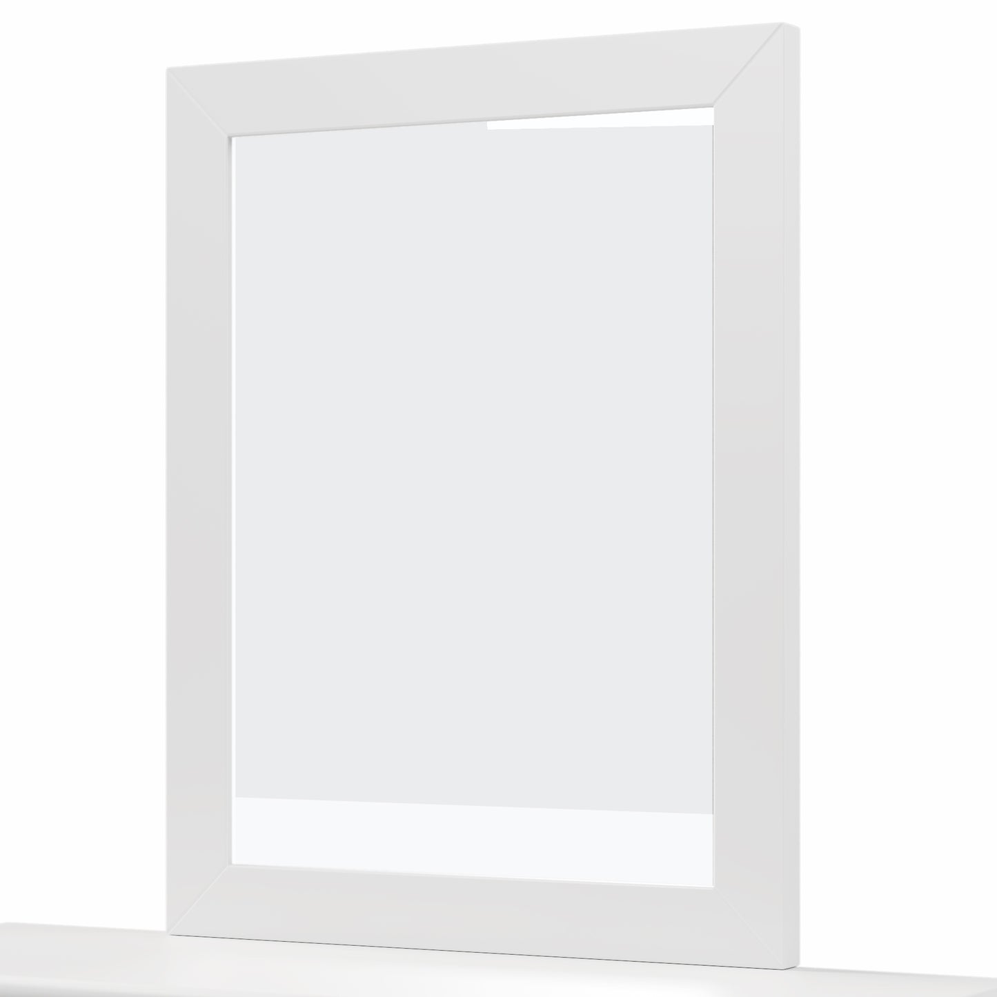 Traditional Concise Style White Wood Mirror