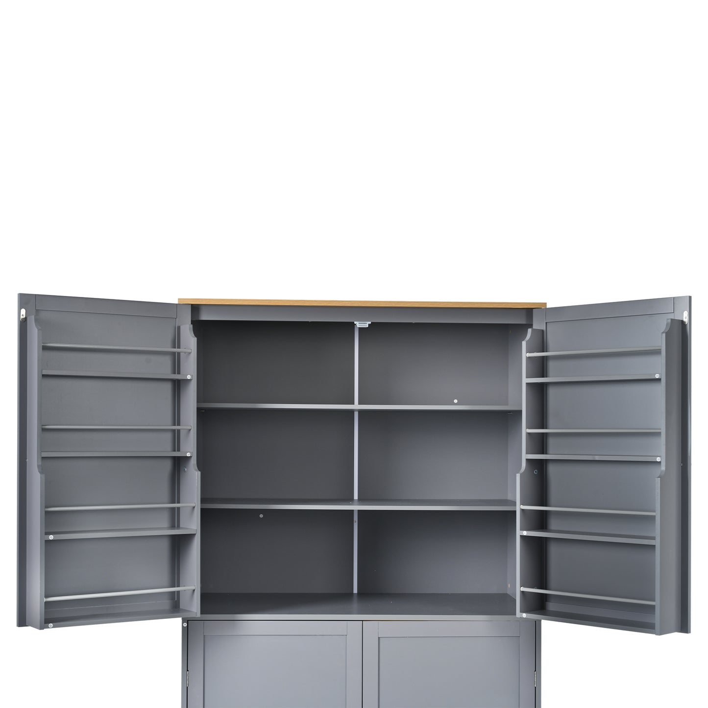 [Assembly Video Provided]TOPMAX 40.2x20x71.3inch High Freestanding Kitchen Pantry Large Cupboard Storage Cabinet with 2 Drawers, 2 Adjustable Shelves, 8 Door Shelves for Kitchen, Dining Room,Gray