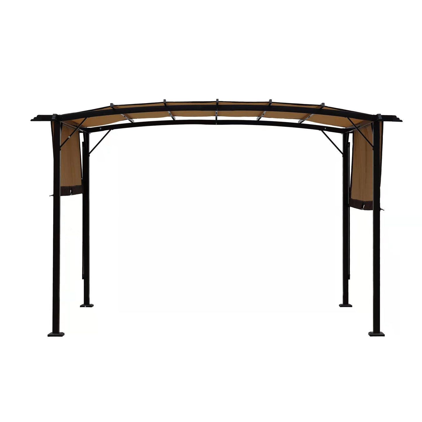 12 x 9 Ft Outdoor Pergola Patio Gazebo,Retractable Shade Canopy,Steel  Frame Grape Gazebo,Sunshelter Pergola for Gardens,Terraces,Backyard-Beige Same as W419S00017