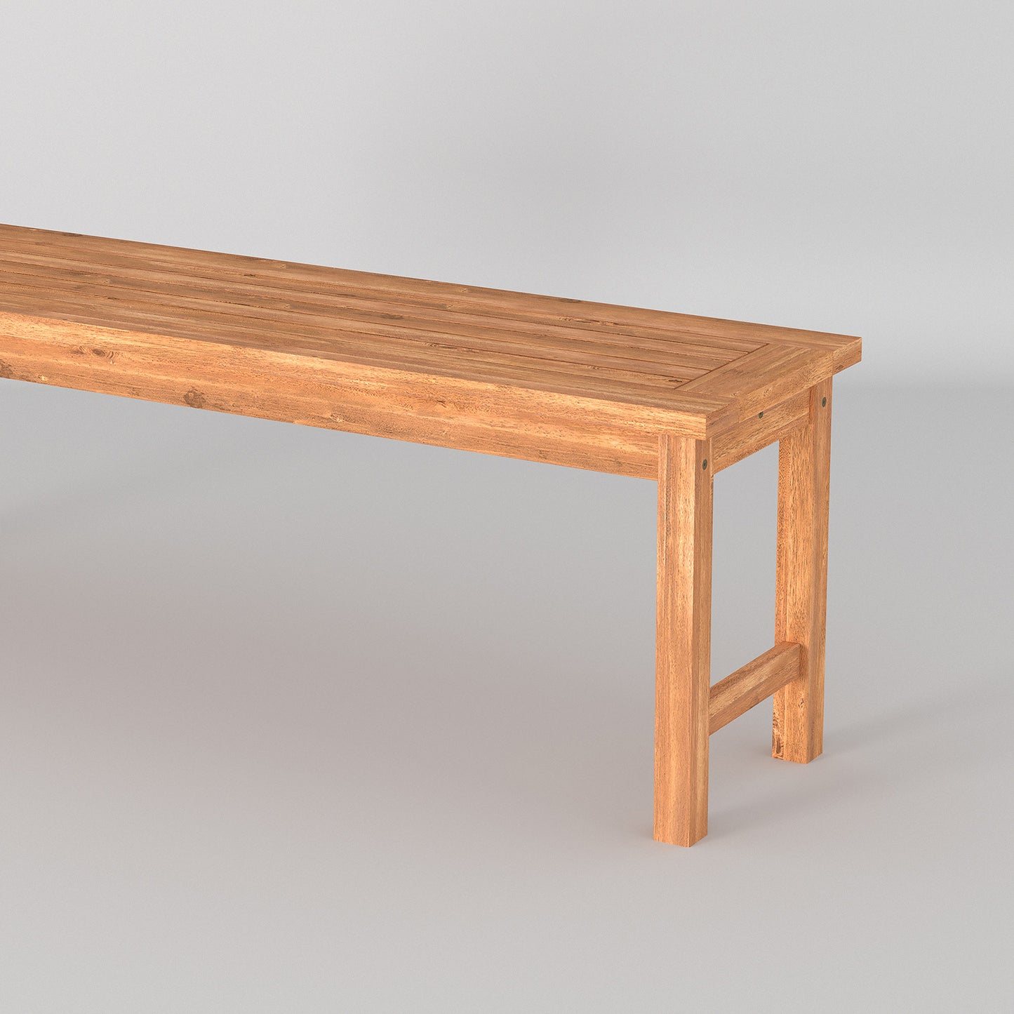 Modern Slat-Top Solid Wood Patio Bench - Brown