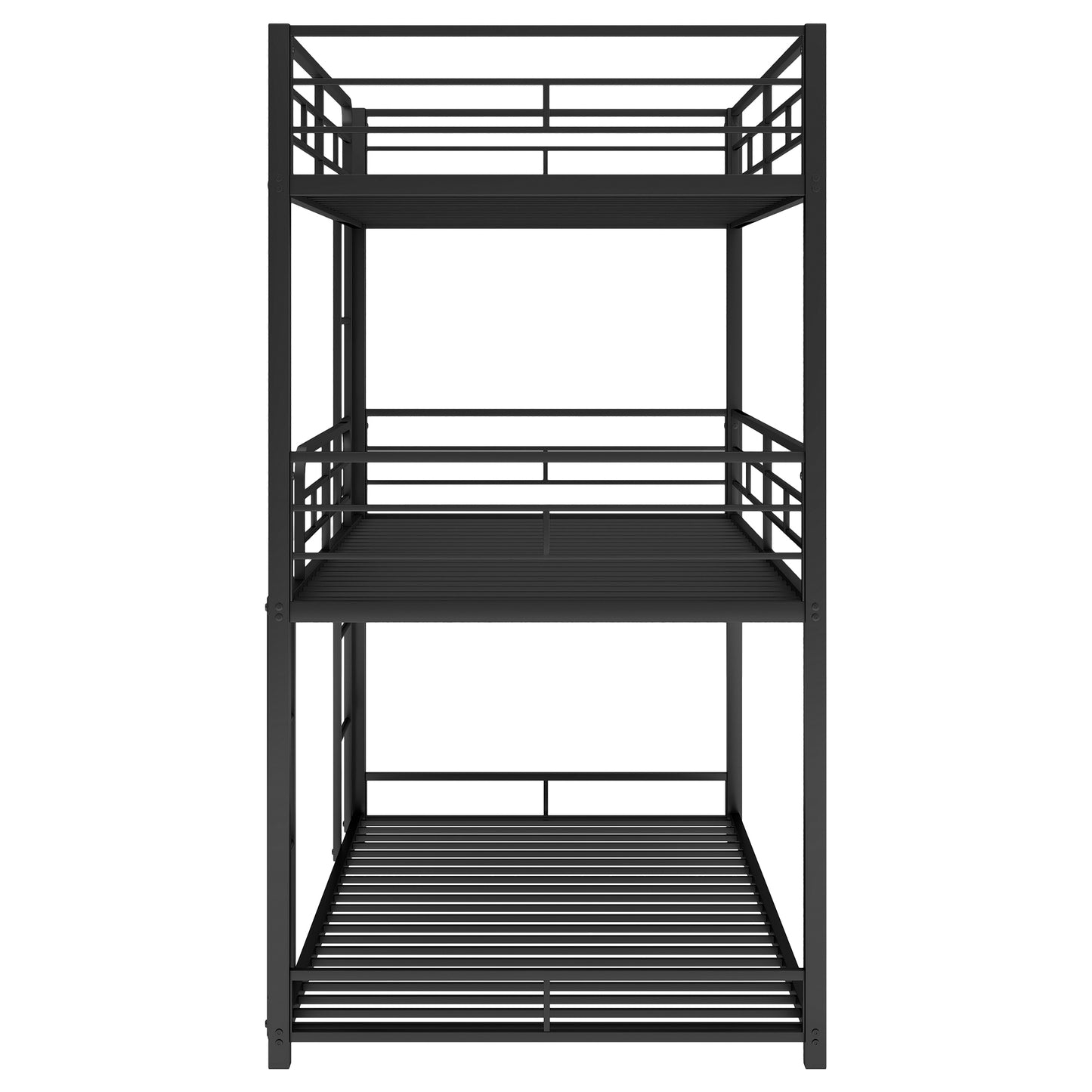 Metal Twin Size Triple Bunk Bed, Black