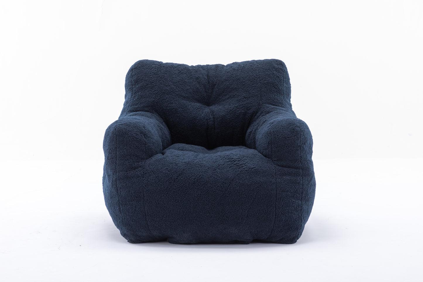 010-Soft Teddy Fabric Tufted Foam Bean Bag Chair With Teddy Fabric Dark Blue