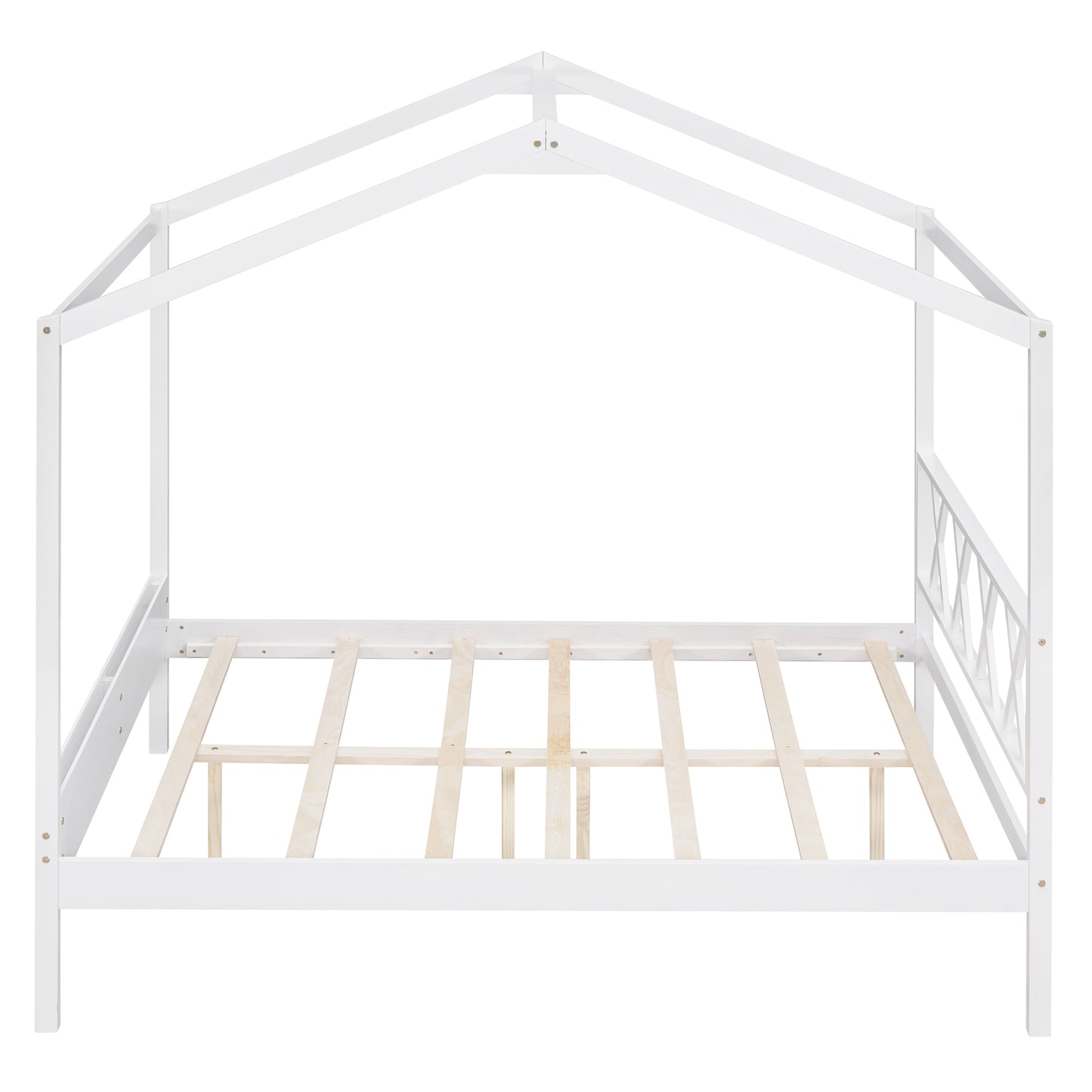 Full Size Wood House Bed with Storage Space, White (OLD SKU :LP000002AAK)