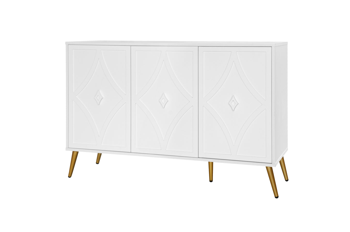 3 Door Storage Cabinet Accent Cabinet with Storage,Sideboard with Adjustable Shelf, Kitchen Cabinet, Diamond-shaped decoration Door for Living Room, Kitchen, Dining Room ,Enchence