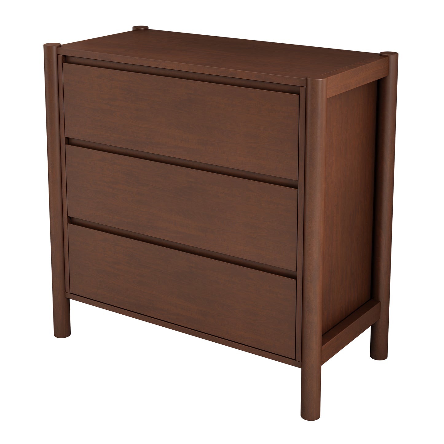 Mid Century Modern Wood 3-Drawer Chest Storage Cabinet Chest of Drawers for Bedroom, Living Room, Rich Walnut