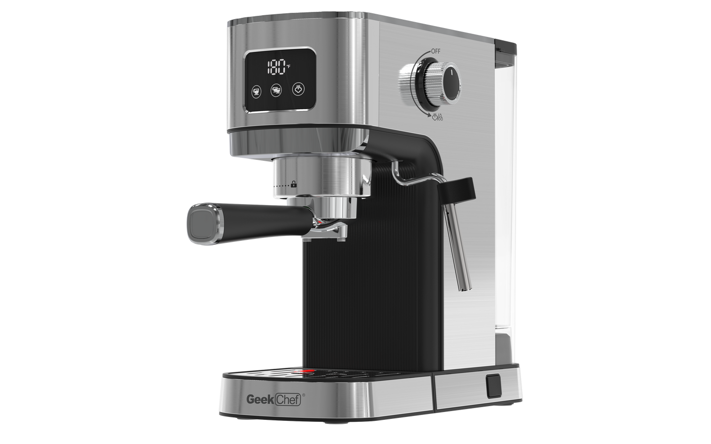 Geek Chef Espresso Machine, Cappuccino & Latte Machine with ESE POD Filter & Milk Frother Steam Wand, Accurate Temperature & Time Control, Compact Coffee Machine for Home,Stainless Steel