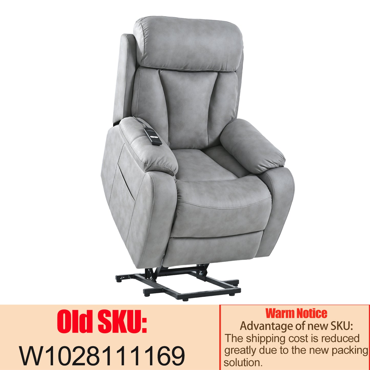 Electric Power Lift Recliner Chair for Elderly, Fabric Recliner Chair for Seniors, Home Theater Seating,Living Room Chair,Side Pocket, Remote Control (Light Gray)