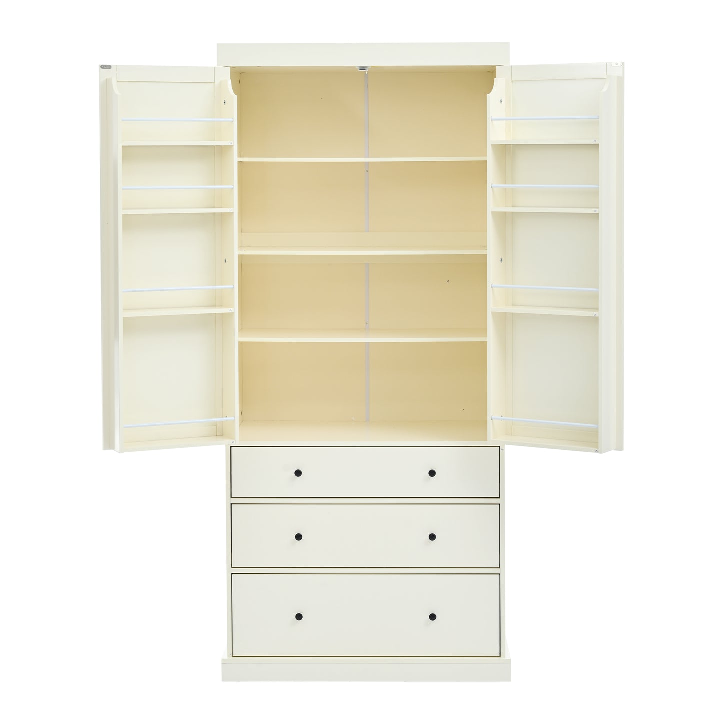 [Assembly Video Provided]TOPMAX 77inch Farmhouse Kitchen Pantry, Freestanding Tall Cupboard Storage Cabinet with 3 Adjustable Shelves, 8 Door Shelves, 3 Drawers for Kitchen, Dining Room, Cream