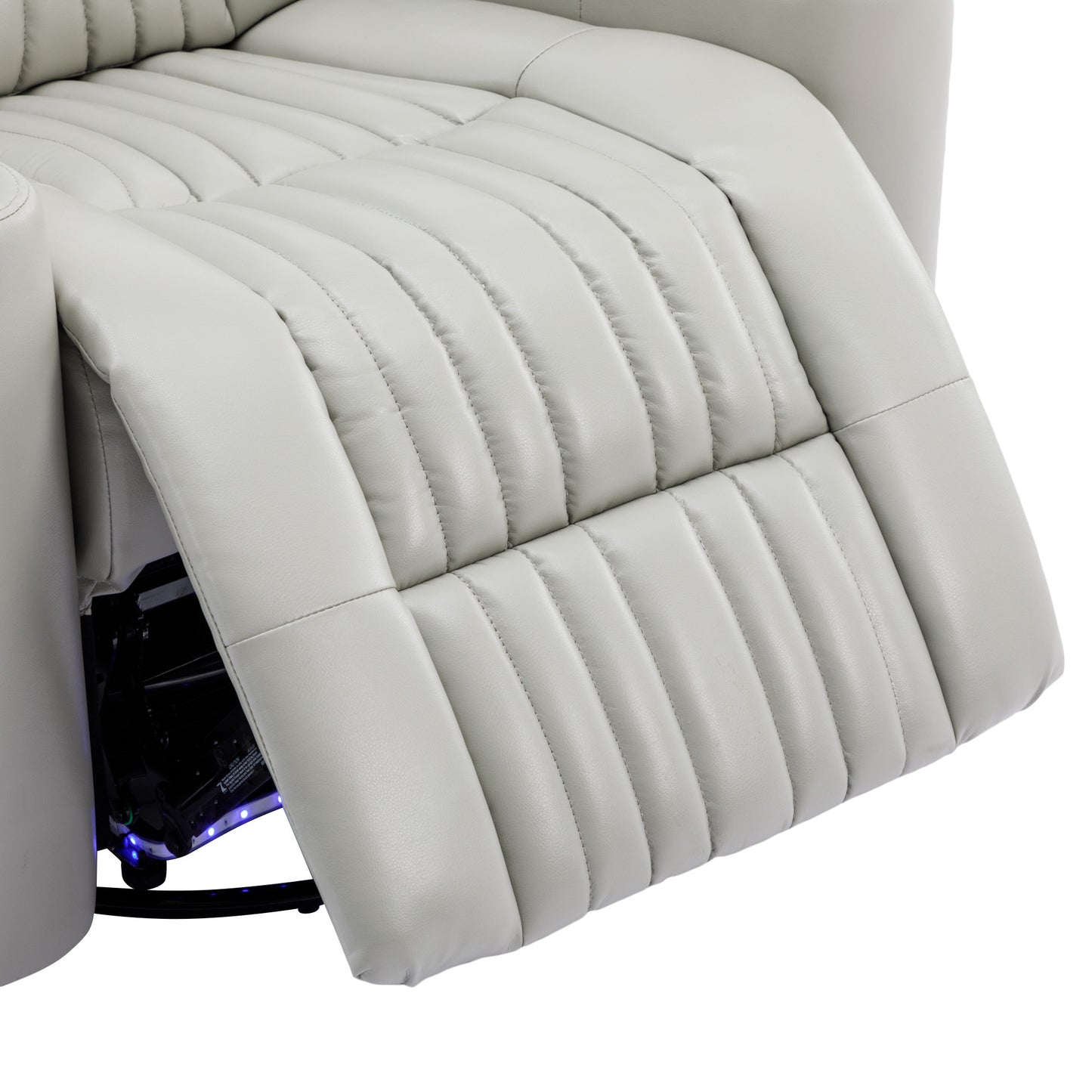 270° Power Swivel Recliner,Home Theater Seating With Hidden Arm Storage and  LED Light Strip,Cup Holder,360° Swivel Tray Table,and Cell Phone Holder,Soft Living Room Chair,Grey
