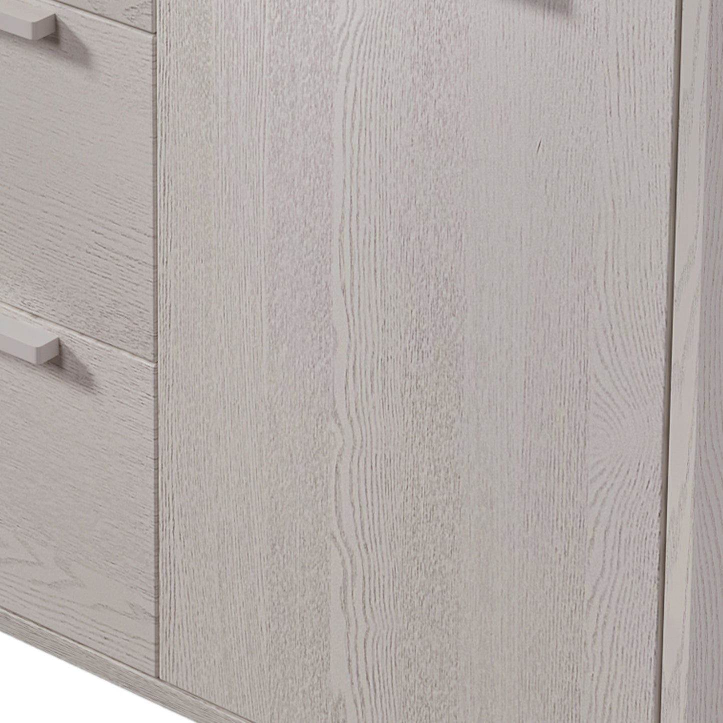 Modern Sideboard with 3 Drawers Storage Cabinet Entryway Floor Cabinet Sideboard Dresser with Solid Wood Legs for bedroom and living room , Stone Gray