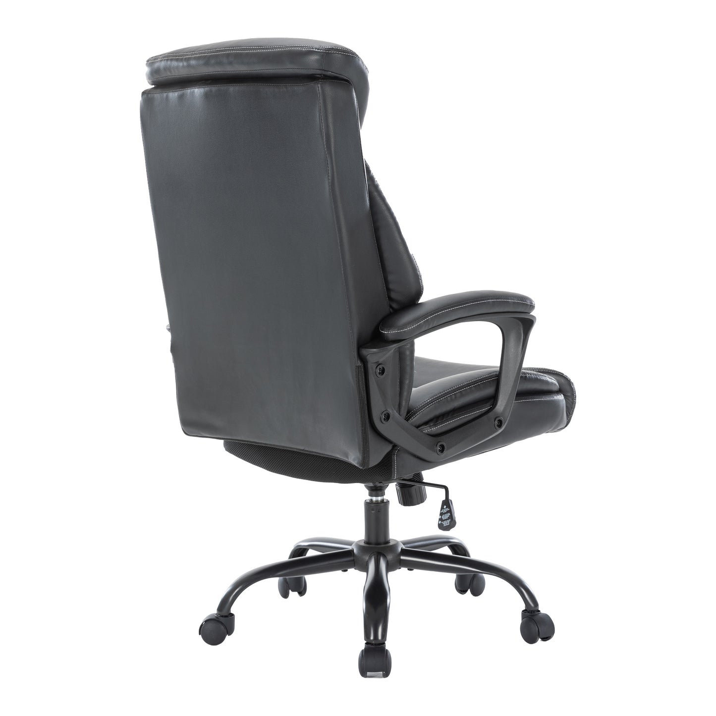Computer Chair-Office Chair-Executive Office Chair with Fixed Armrests-Ergonomic Office Desk Chair High Back-Computer Chair with Wheels-Leather Office Chair Black with Paded Armrests