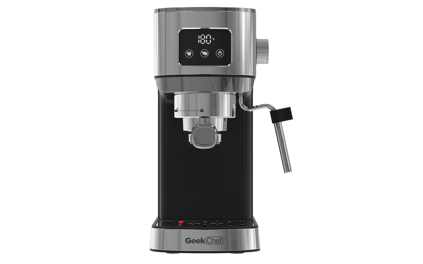 Geek Chef Espresso Machine, Cappuccino & Latte Machine with ESE POD Filter & Milk Frother Steam Wand, Accurate Temperature & Time Control, Compact Coffee Machine for Home,Stainless Steel