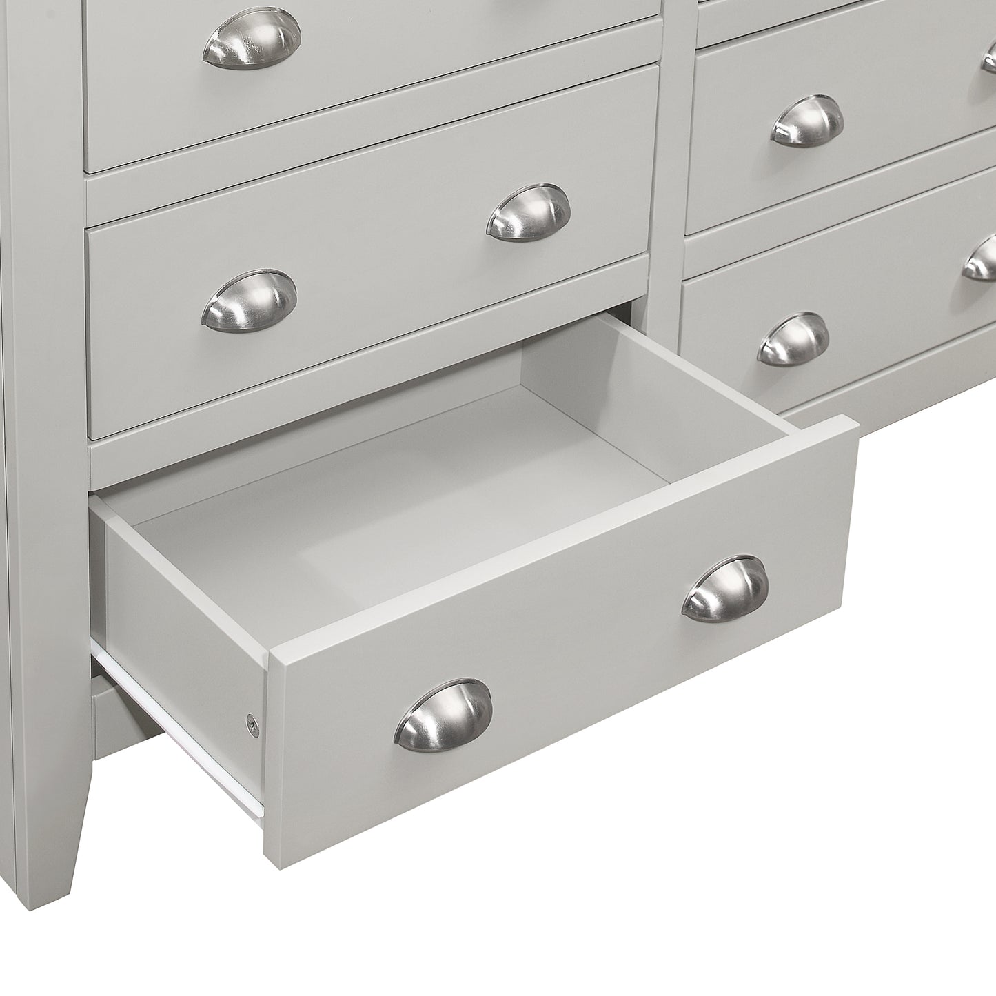 Country Gray Solid 6 Drawers Dresser with Oak Top