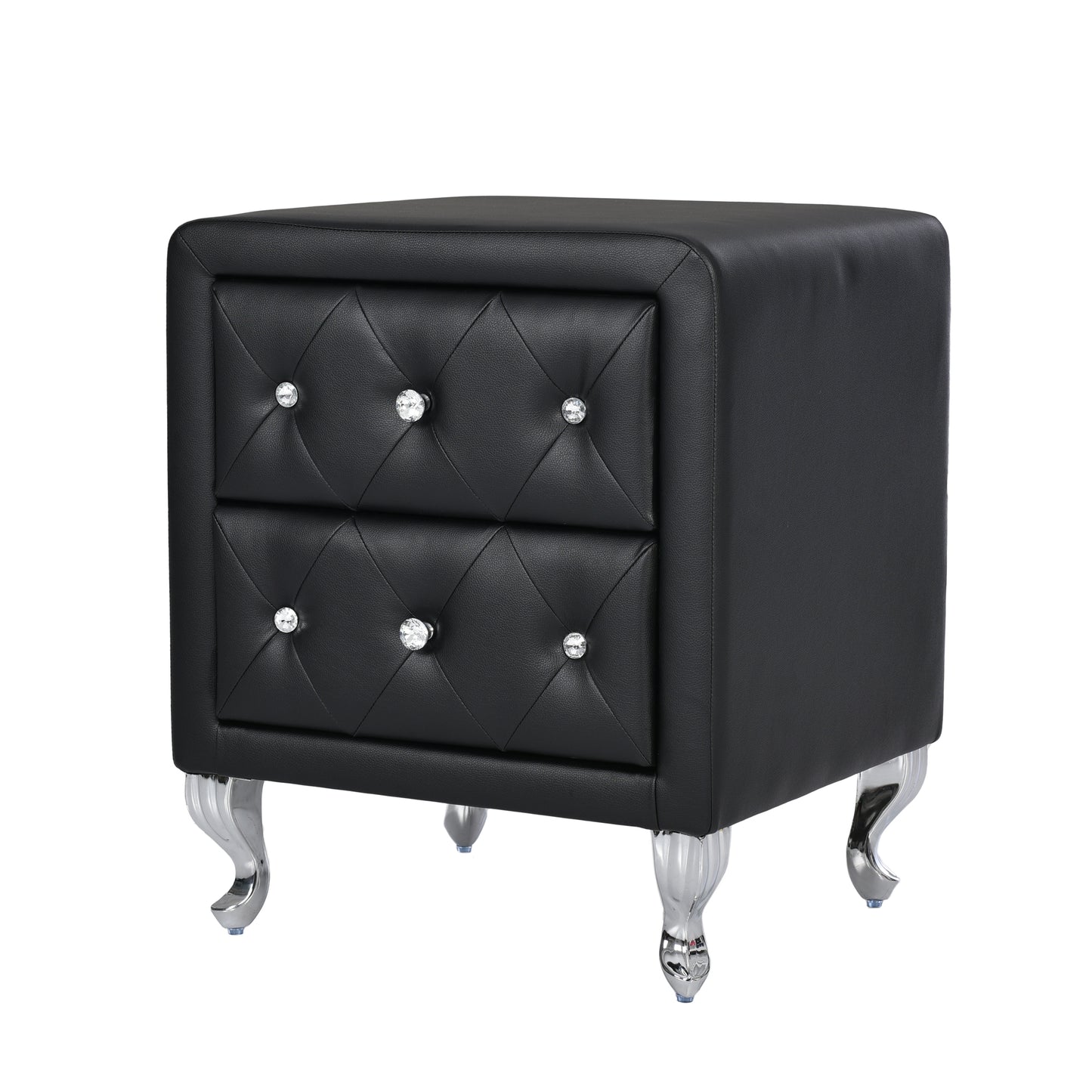 3-Pieces Bedroom Sets,Queen Size Upholstered Bed with LED Lights,Hydraulic Storage System and USB Charging Station, Two Nightstands with Crystal Decoration,Black
