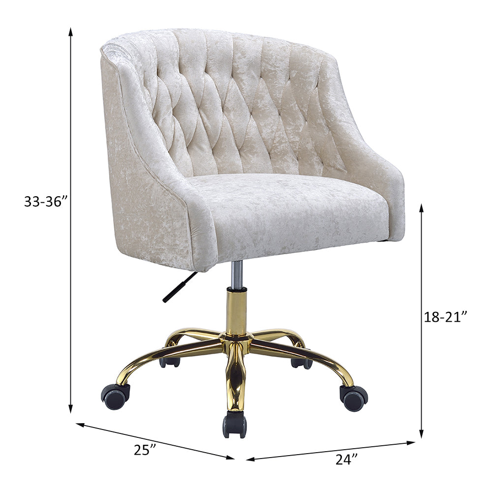 ACME Levian Office Chair in Vintage Cream Velvet & Gold 92517