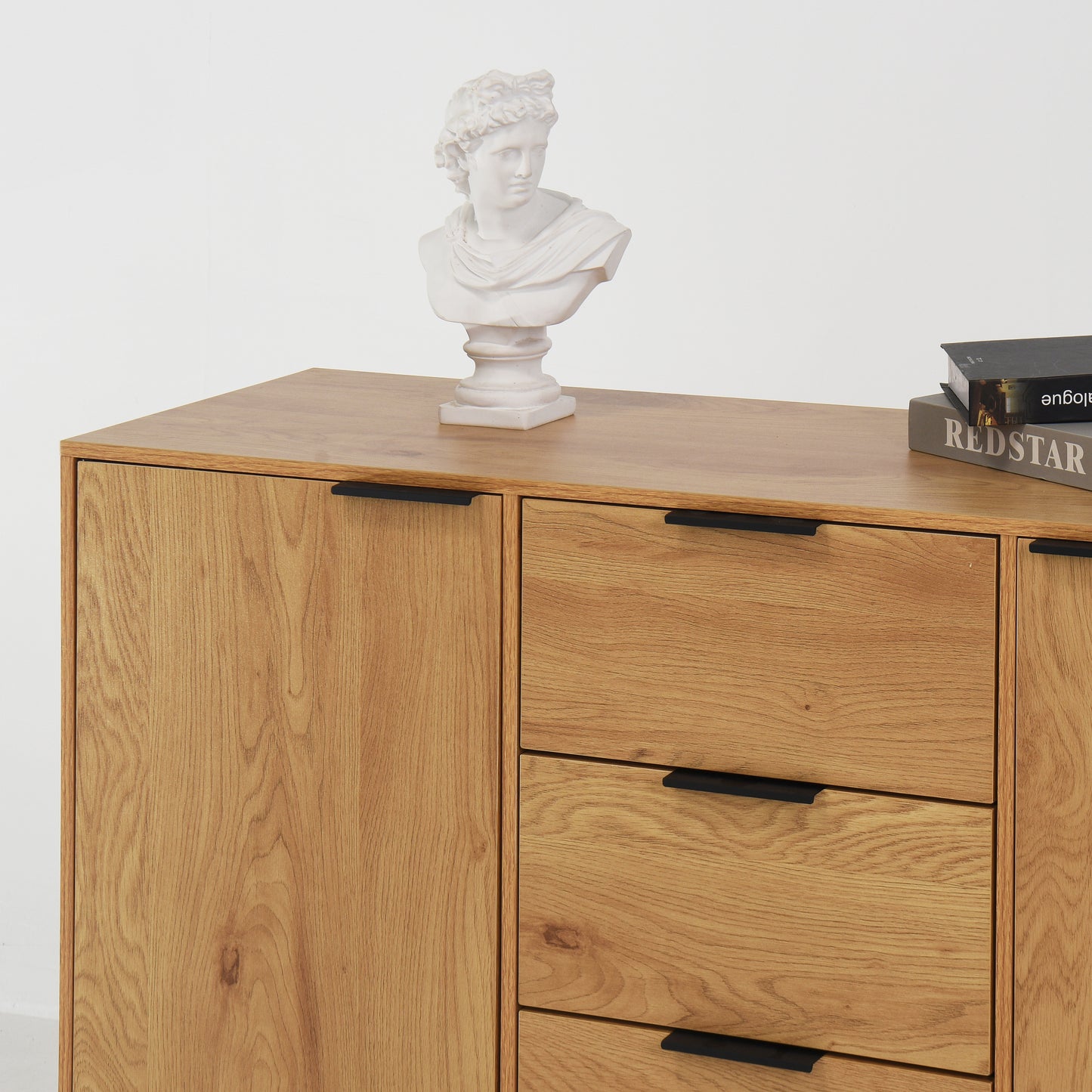 Sideboard Buffet Cabinet with Storage, Wood Coffee Bar Cabinet, 47.2" Kitchen Cabinet with 3 Drawers & 2 Doors, Kitchen Buffet Cabinet Cupboard Natural Wood Color
