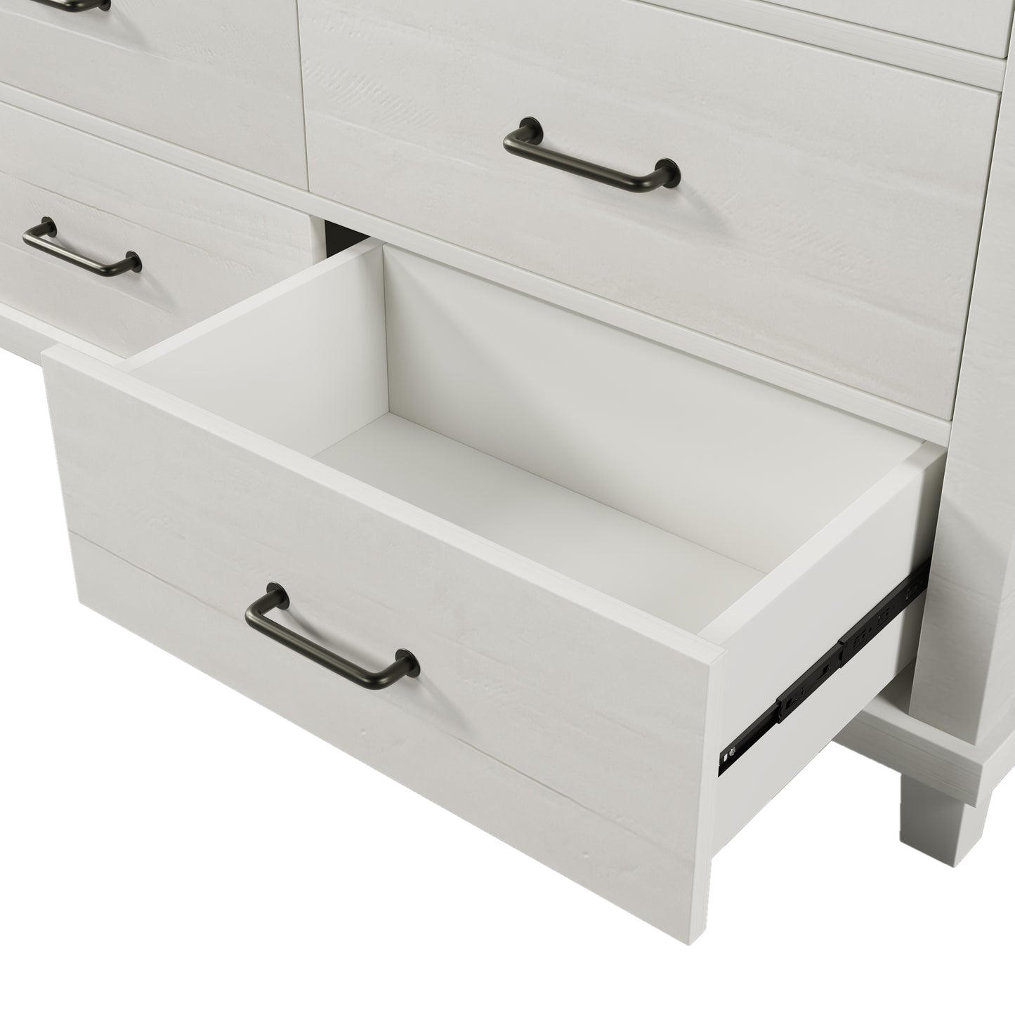 Rustic Farmhouse Style Solid Pine Wood Whitewash Seven-Drawer Dresser for Living Room, Bedroom,White