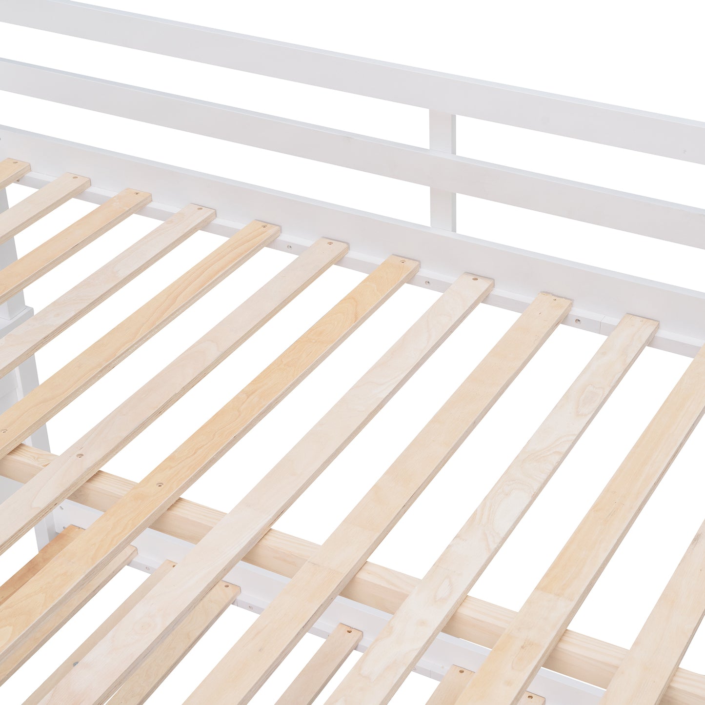 Full-Over-Full Bunk Bed with Twin size Trundle , Separable Bunk Bed for Bedroom - White