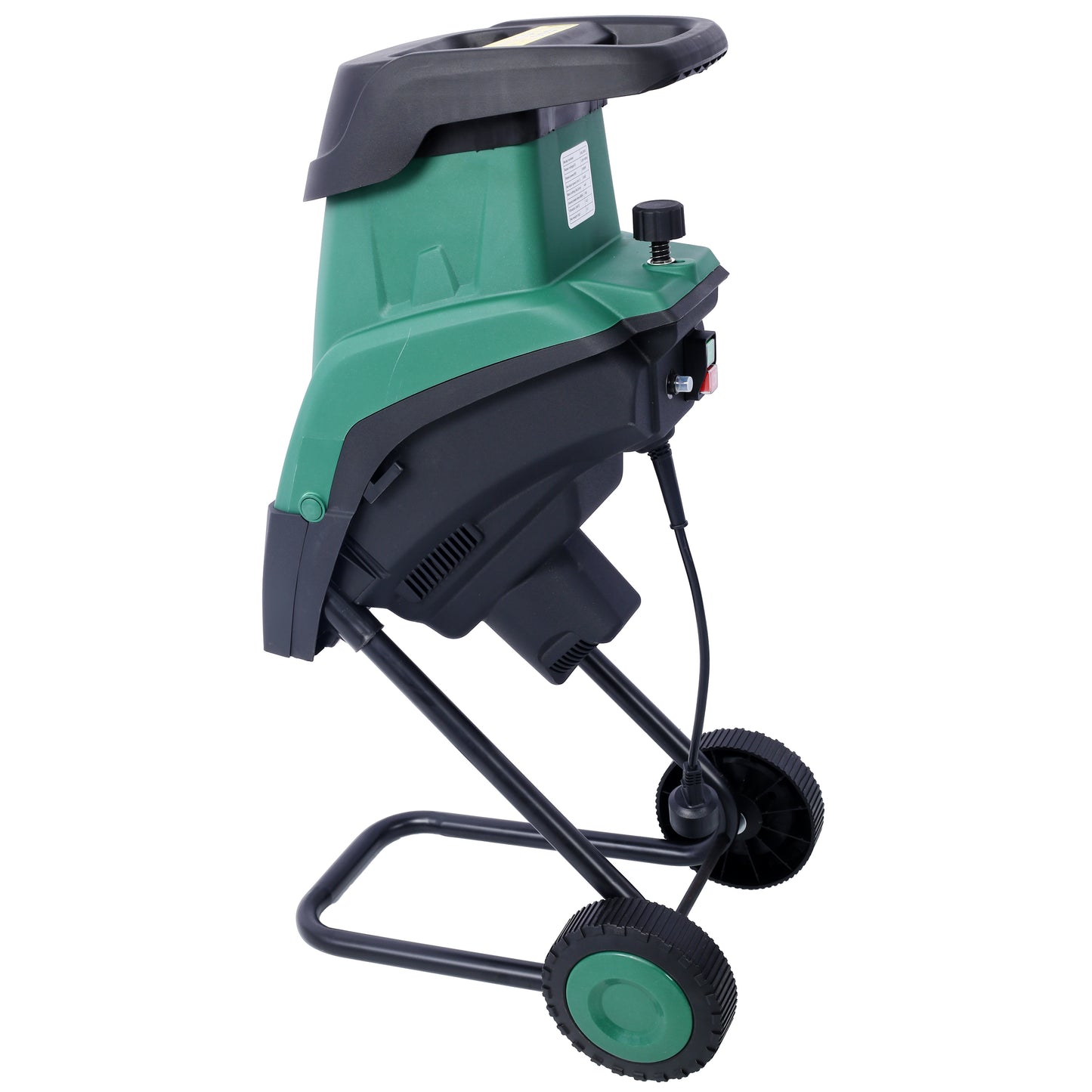 15Amp  Electric Wood Chipper/Shredder with Wheels Electric Garden Shredder Portable Chipping Width Collection Bag, Double Sided Blade System, Auto Shut-Off Green