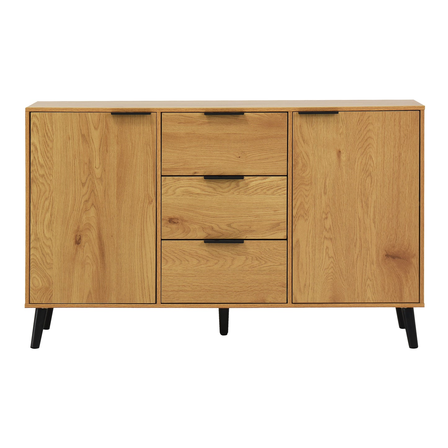 Sideboard Buffet Cabinet with Storage, Wood Coffee Bar Cabinet, 47.2" Kitchen Cabinet with 3 Drawers & 2 Doors, Kitchen Buffet Cabinet Cupboard Natural Wood Color